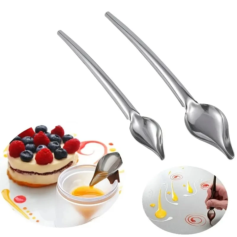 1pc Chocolate Cream Spoon Stainless Steel For Coffee Baking Cake Decoration,Sauce Embellishment Confectionery Bakery Tools