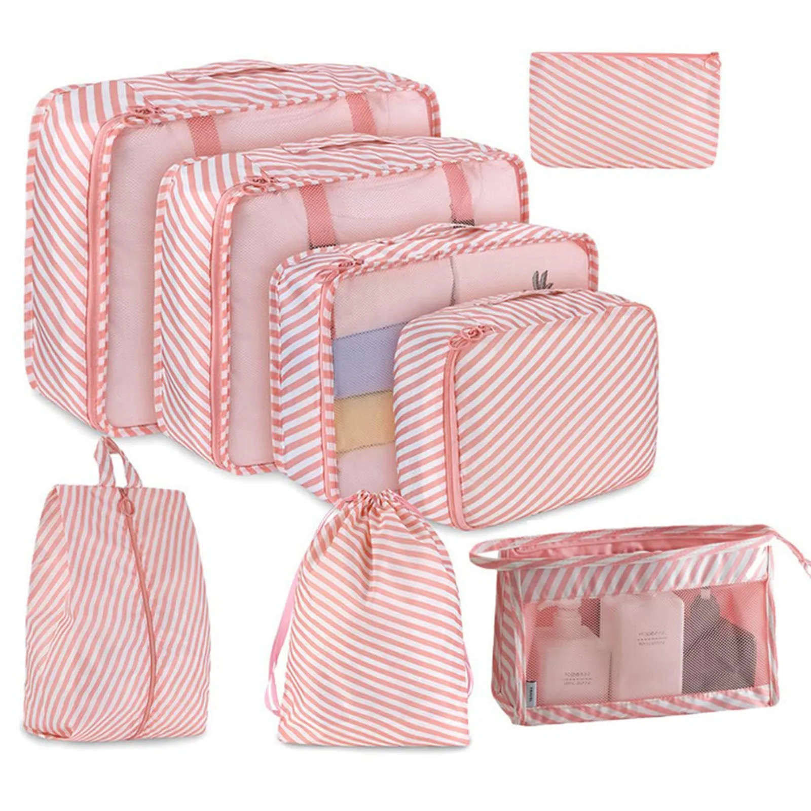 

8 Pieces Set Travel Storage Bags Suitcase Packing Set Storage Cases Portable Luggage Organizer Cosmetic Clothes Shoe Tidy Pouch