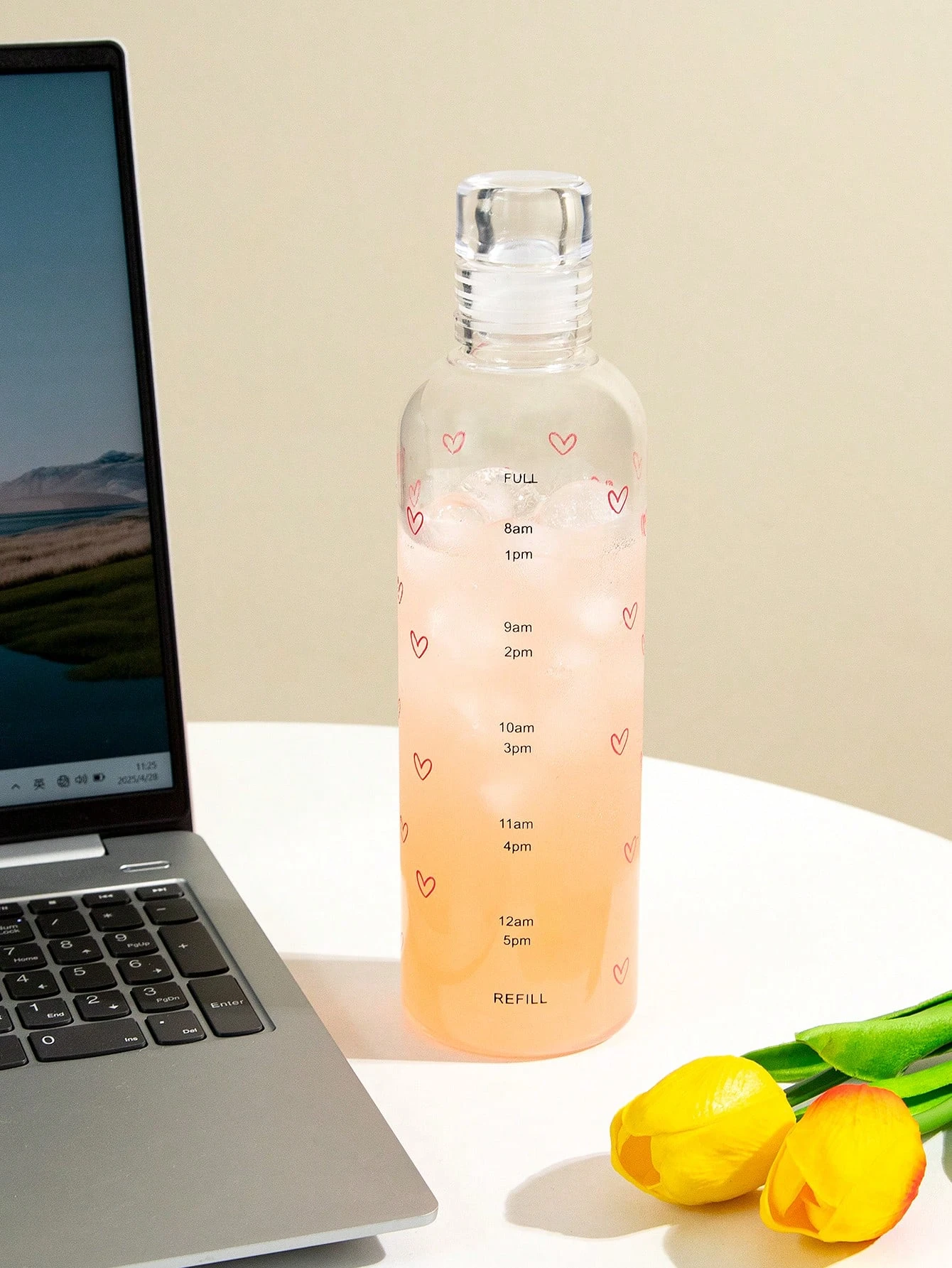 16.91oz PC Plastic Water Bottle with Time Markers Leakproof Drop-Resistant Water Cup Juice Cup Outdoor Camping Gift