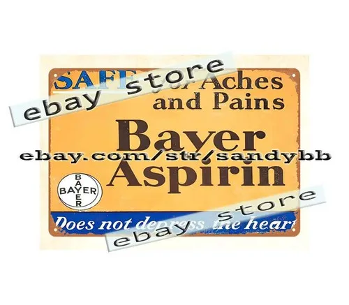 Bayer Aspirin Metall-Blechschild, zeitgenössisch, für Zuhause, Küche, Kunst, Aluminium