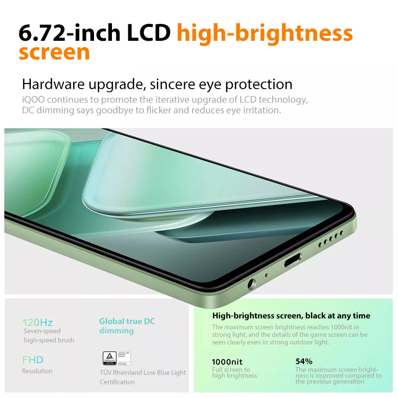 Original IQOO Z9X 5G โทรศัพท์มือถือ 50MP Dual กล้อง 6.72 120Hz หน้าจอ LCD Snapdragon 6 Gen1 6000mAh แบตเตอรี่ 44W Fast Charger