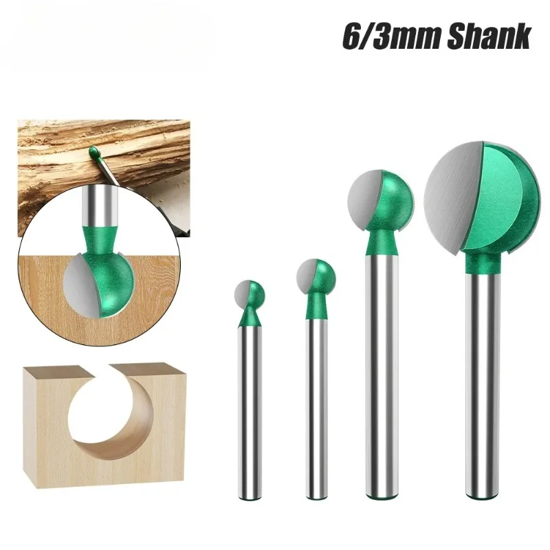 

3mm 6mm Shank Ball Nose Round Carving Bit Cove CNC Milling Cutter Ball End Groove Router Bits Tungsten Carbide Woodworking Tools