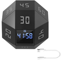 Mini Cube Timer LED Display Preset Time 3 Alarm Mode Countdown Pomodoro Digital Timer Time Management for Kitchen Cooking Study