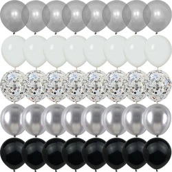 40PCS Silver Pearl Metal Latex Party Confetti Balloons Birthday Wedding BabyShower Decorations New year Globos