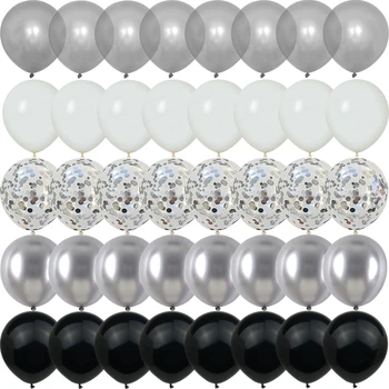 40PCS Silber Perle Metall Latex Party Konfetti Luftballons Geburtstag Hochzeit BabyShower Dekorationen Neue jahr Globos