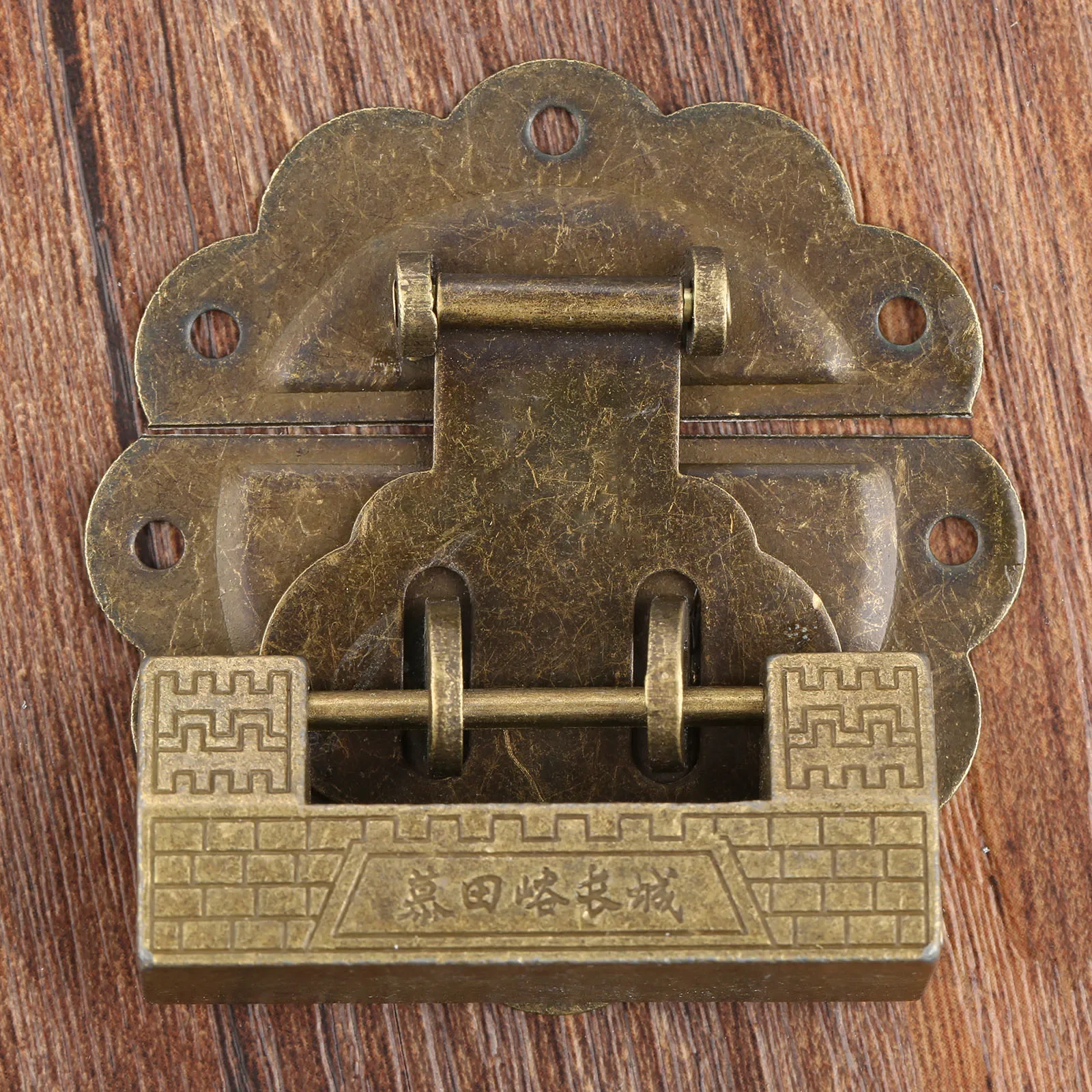 

2Pcs/set Furniture Chinese Old Box Latch Hasp Buckle Clasp with Antique Bronze Lock/Padlock for Cabinet Jewelry Wooden Box+Screw