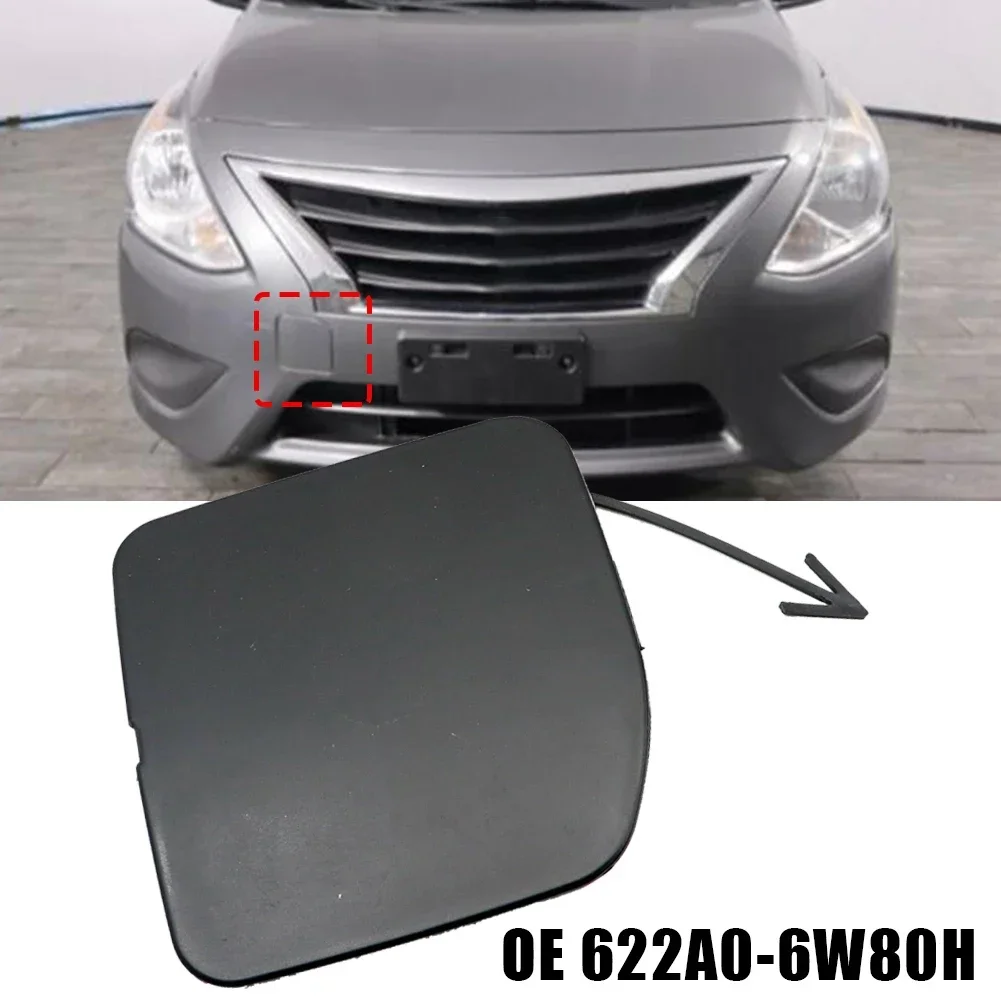 Front Bumper Tow Hook Cover Cap 622A0-6W80H Black Plastic For Nissan Versa Sedan 2015-2016 Tow Hook Eye Cover Cap