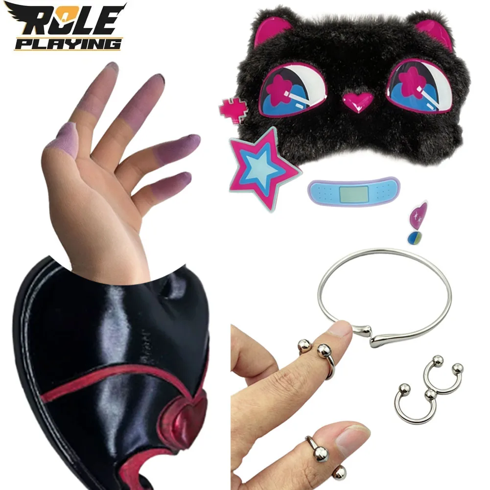 Máscara de Cosplay de Alien MIZi, Máscaras Tillcos, Pulseras y Anillos de Luka Cosplays, Guantes Morados, Accesorios de Disfraz, Accesorios de Disfraz de Anime