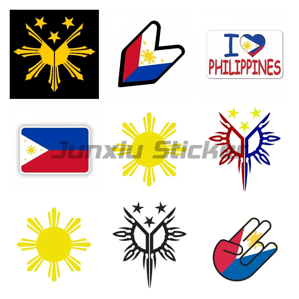 Philippines Sun Sticker Flag Map Bumper Windshield Waterproof Vinyl Decal