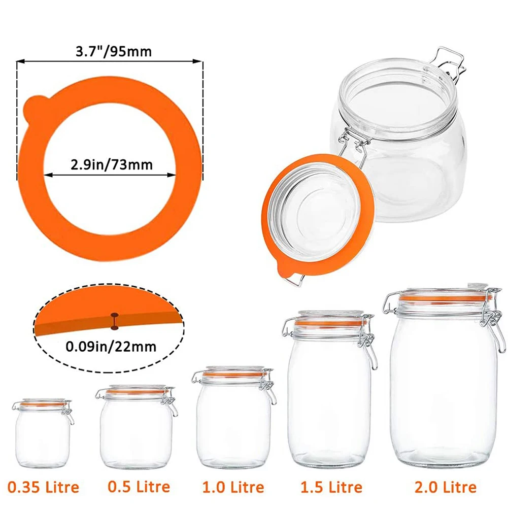 10pcs—Silicone Rubber Gasket Replacement Airtight Sealing Rings for Regular & Wide Mouth Jar Lids Kitchen Storage