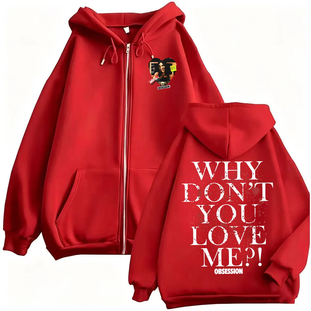 Obsession Horror Why You Don't Love Me Zip Up Hoodies One Wish Willow Sweatshirts Jacke Herren Damen Gothic Thriller Zipper Hoodie – Detail 5