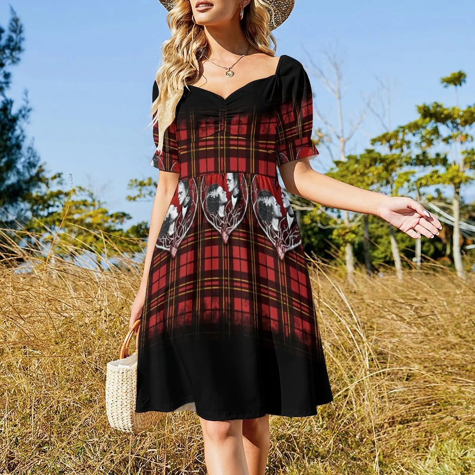 Frankenstein & Bride - Distressed Plaid Short-Sleeved Dress summer woman dress 2025 women party dresses