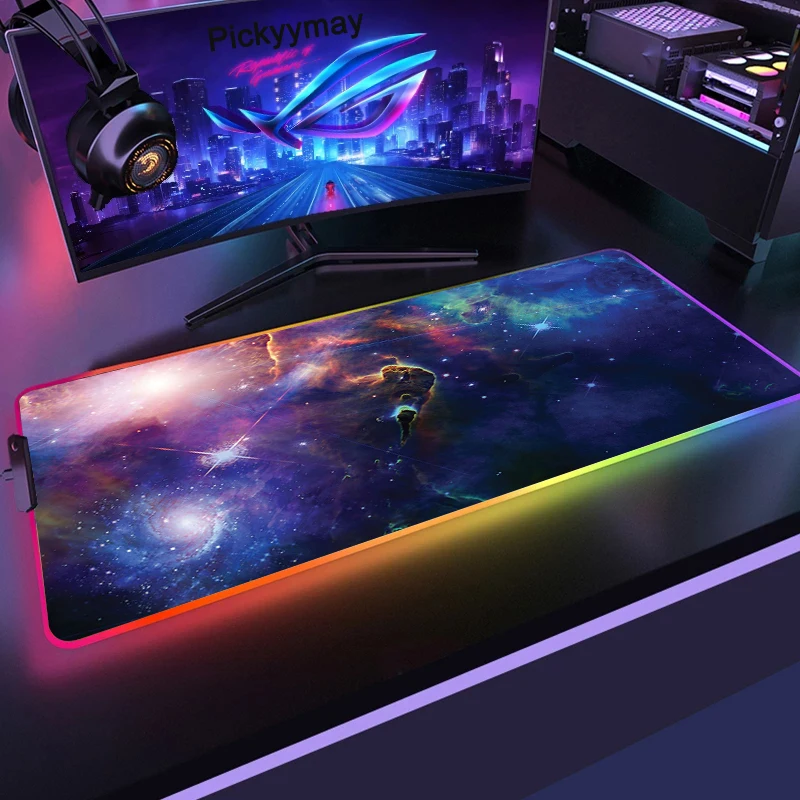 Большой коврик для мыши RGB, игровой коврик для мыши со светодиодной подсветкой, игровые коврики для мыши, настольные коврики для ПК, коврик для клавиатуры RGB XXL, 90x40 см