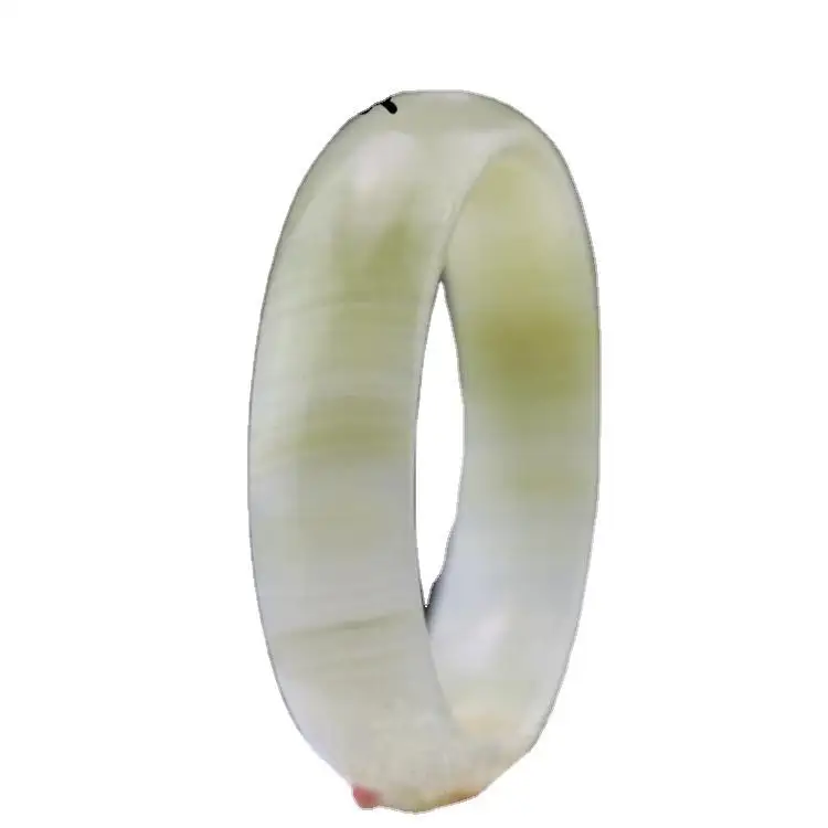 سوار جوهرة أفغاني ملفوف بالحرير، شريط رفيع، سوار من اليشم متوسط العرض، مصدر اليشم الطبيعي النقي هدية مثالية للأصدقاء #5