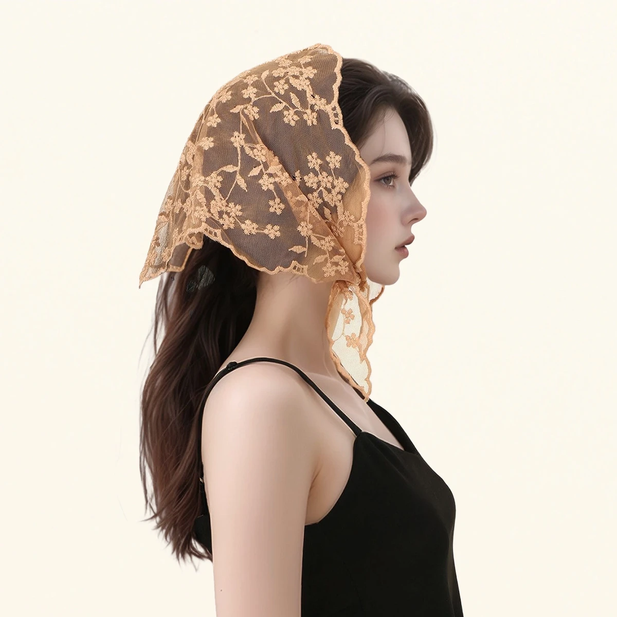 

Spring Summer New Retro Floral Small Handkerchief Scarf Lady Lace Triangular Bandage Headscarf Scarves Sweet Headband Waist Belt