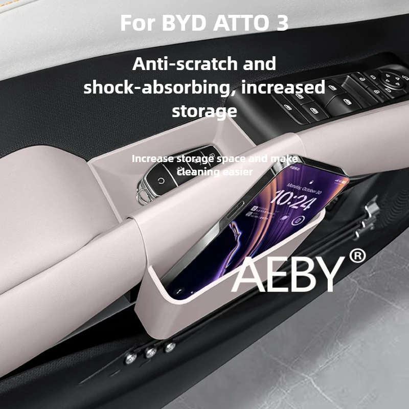 AEBY For BYD ATTO 3 Smart Driving Edition 2025 Silicone Anti-Slip Tray,Small Items Organizer Car Accessories,Door Handle Tray