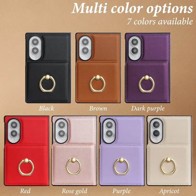 Ring Leather Wallet Phone Case for Samsung Galaxy Z Fold 8 Ultra 7 6 5 4 3 Fold8 Fold7 Fold6 Cards Holder Funda Cover Hoseje Bag
