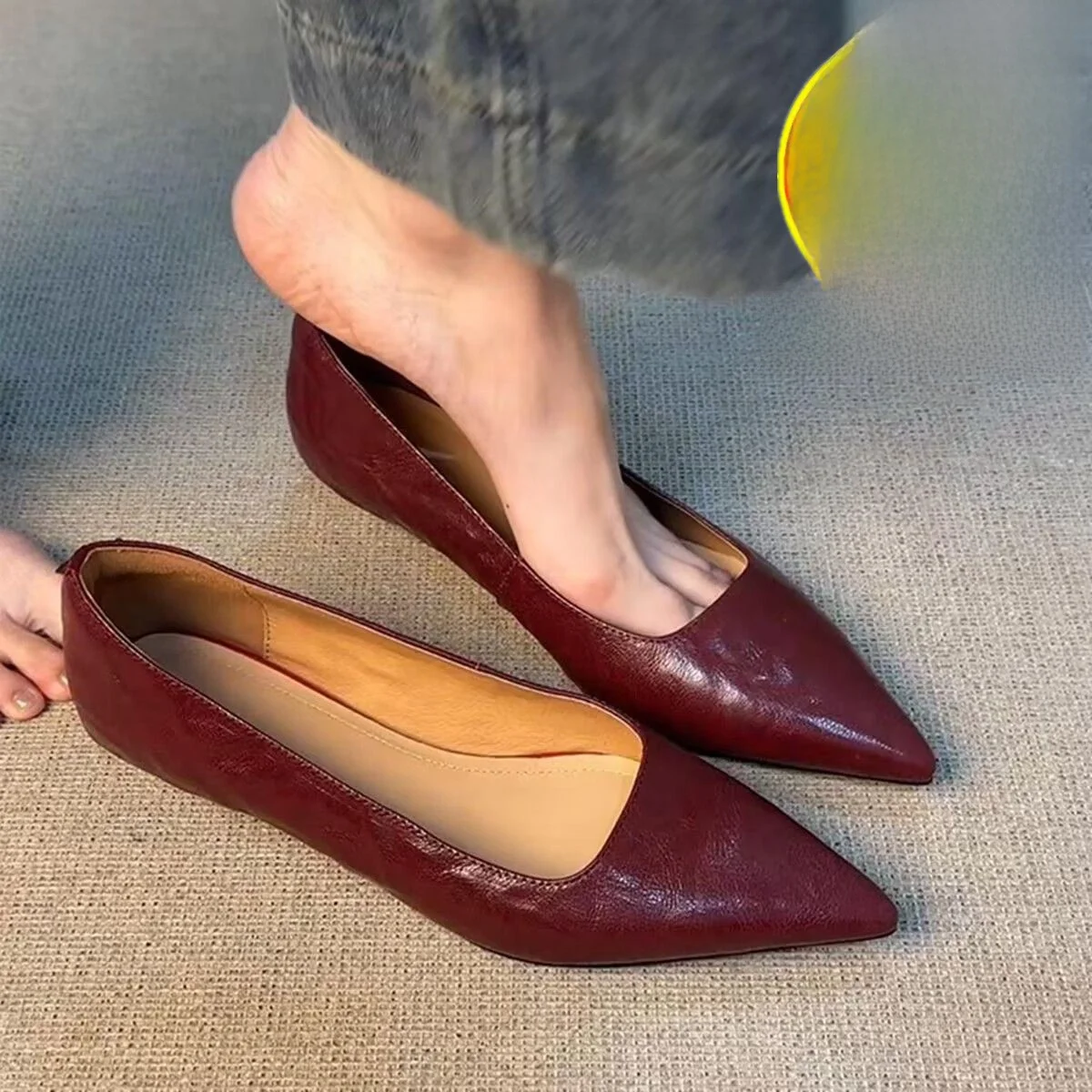 Leather Version Real Leather Single Shoes Women Pointed Toe Spring New Elegant Small Slope Heel Commute Work Shoes