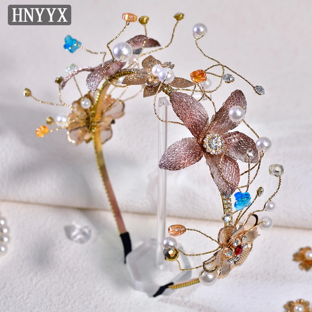 

HNYYX Bridal Crystal Hair Accessories Beauty Pageant Rhinestone Headband Flower Headdress Wedding Jewelry Prom Hairband A304
