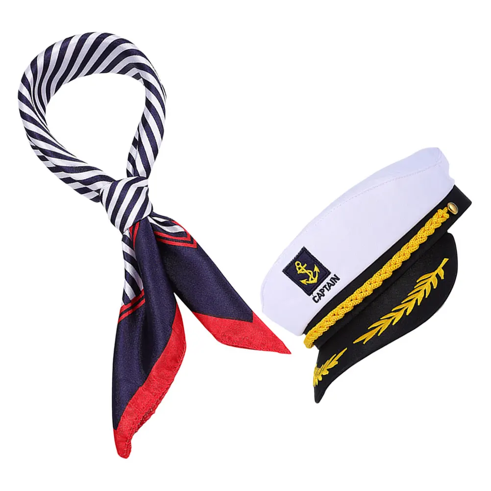 

1 set Sailor Hat Set Yacht Party Accessories Soft Velour Material One Size Sea Captain Hat Fits All Adults