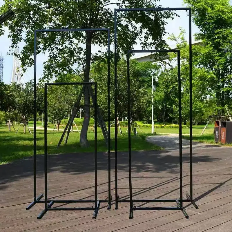 4PCS Wedding Props Iron Screen Rack Rectangular Frame Flower Arch Welcome Banner Stand Road Guide, Stage Backdrop Decoration