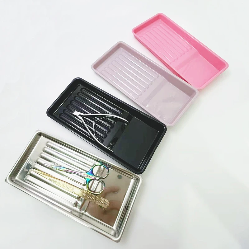 Bandeja de esterilização para ferramentas de arte em unhas, prato de desinfecção de aço inoxidável, bandeja de armazenamento de cosméticos, pinça de manicure, broca, cortador de unhas