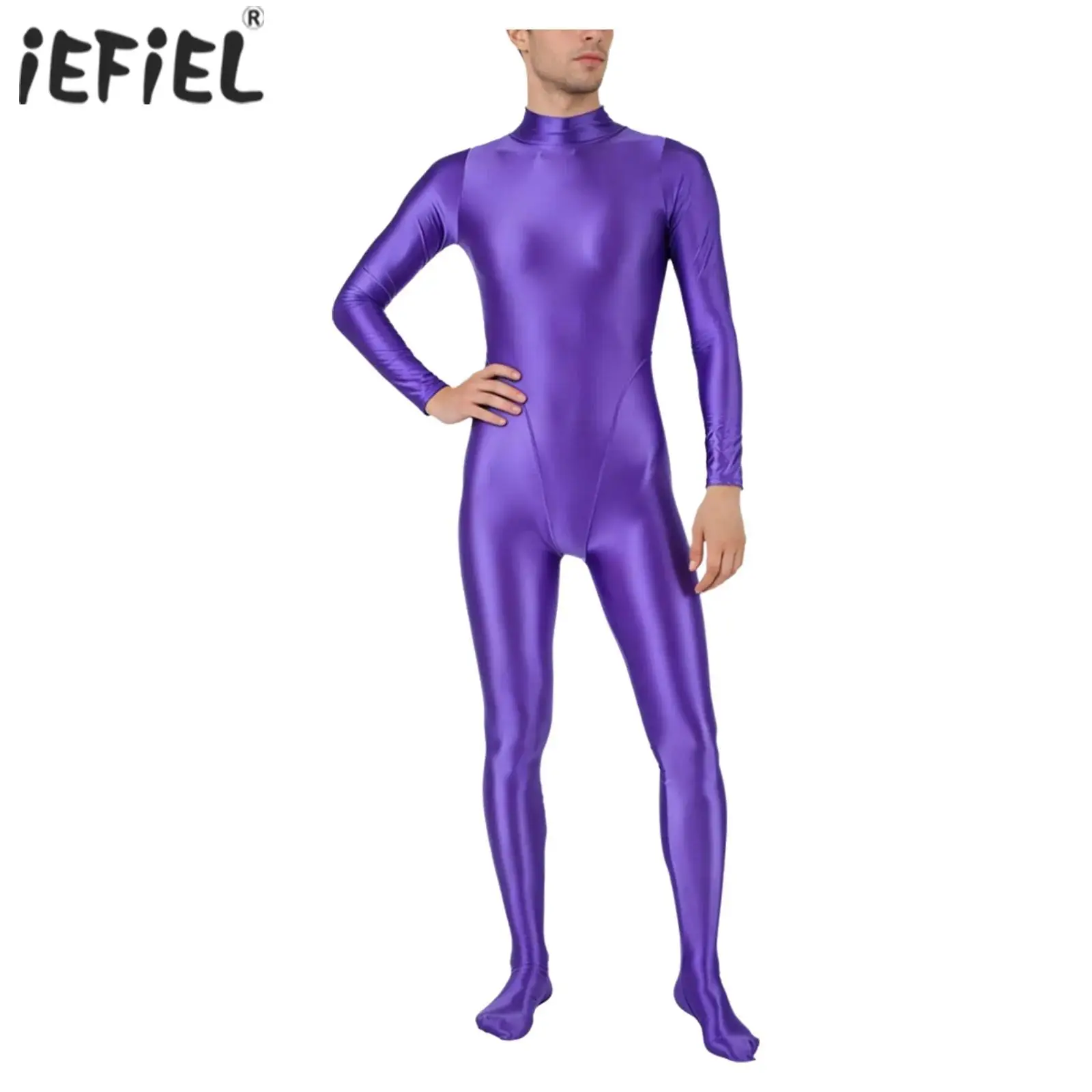 

Мужское нижнее белье, масляный глянцевый полный боди, купальник, цельный комбинезон с длинными рукавами для гимнастики, комбинезон, купальник Rash Guard