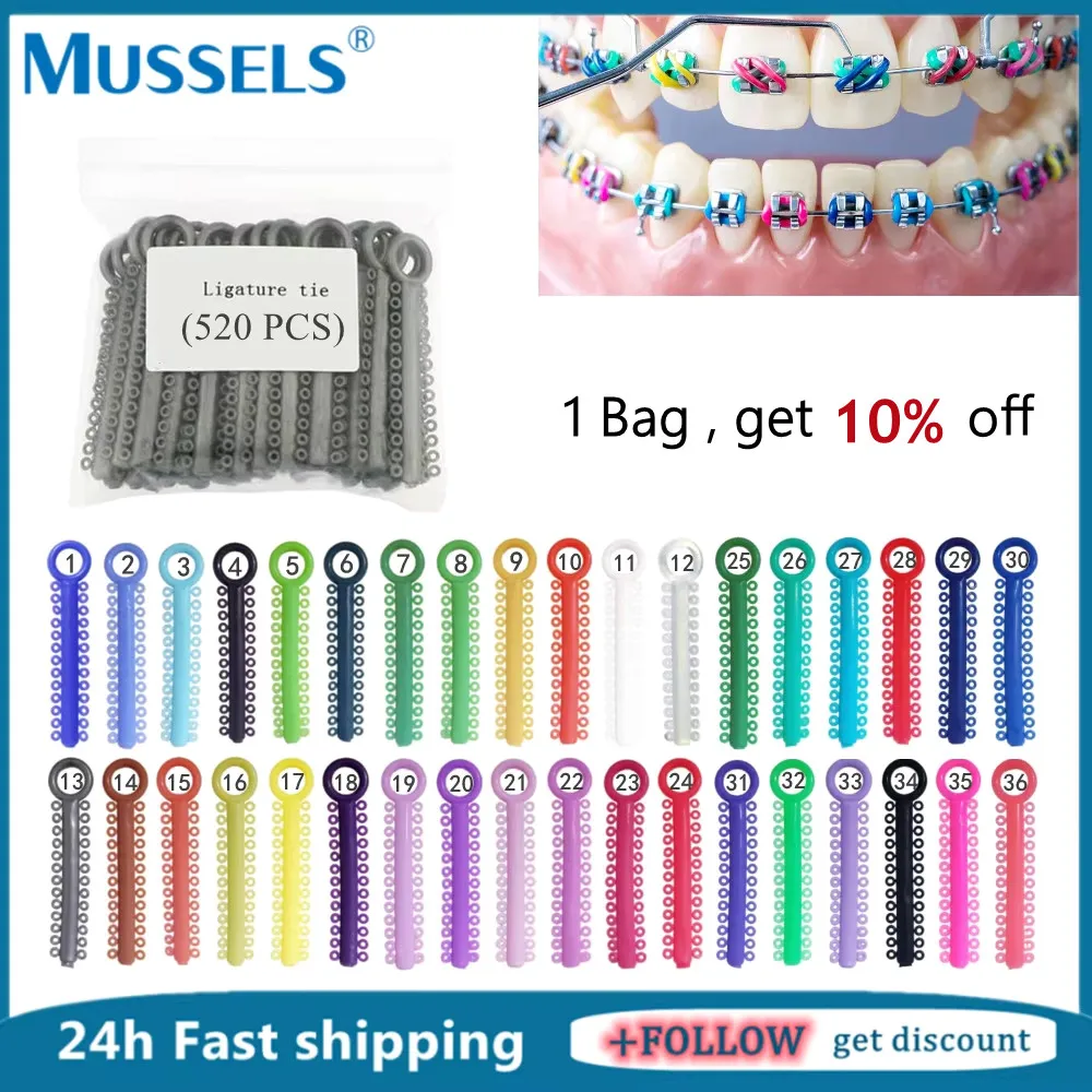 20Sticks520PCS Dental Orthodontic Elastic Ligature Ties Rubber Bands for Teeth Braces Dentistry Elastomeric Ring Leagues Lab