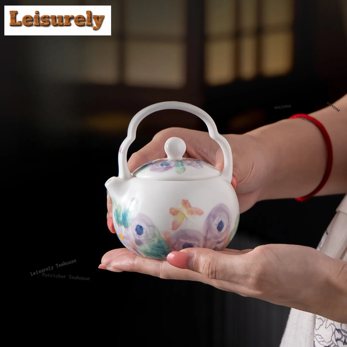 HOYIHM 175ml Hand-painted Flowers Casting Shadows Teapot Boutique Tea Infuser Pot Tea Brewing Kettle With Strainer Tea Items Cha