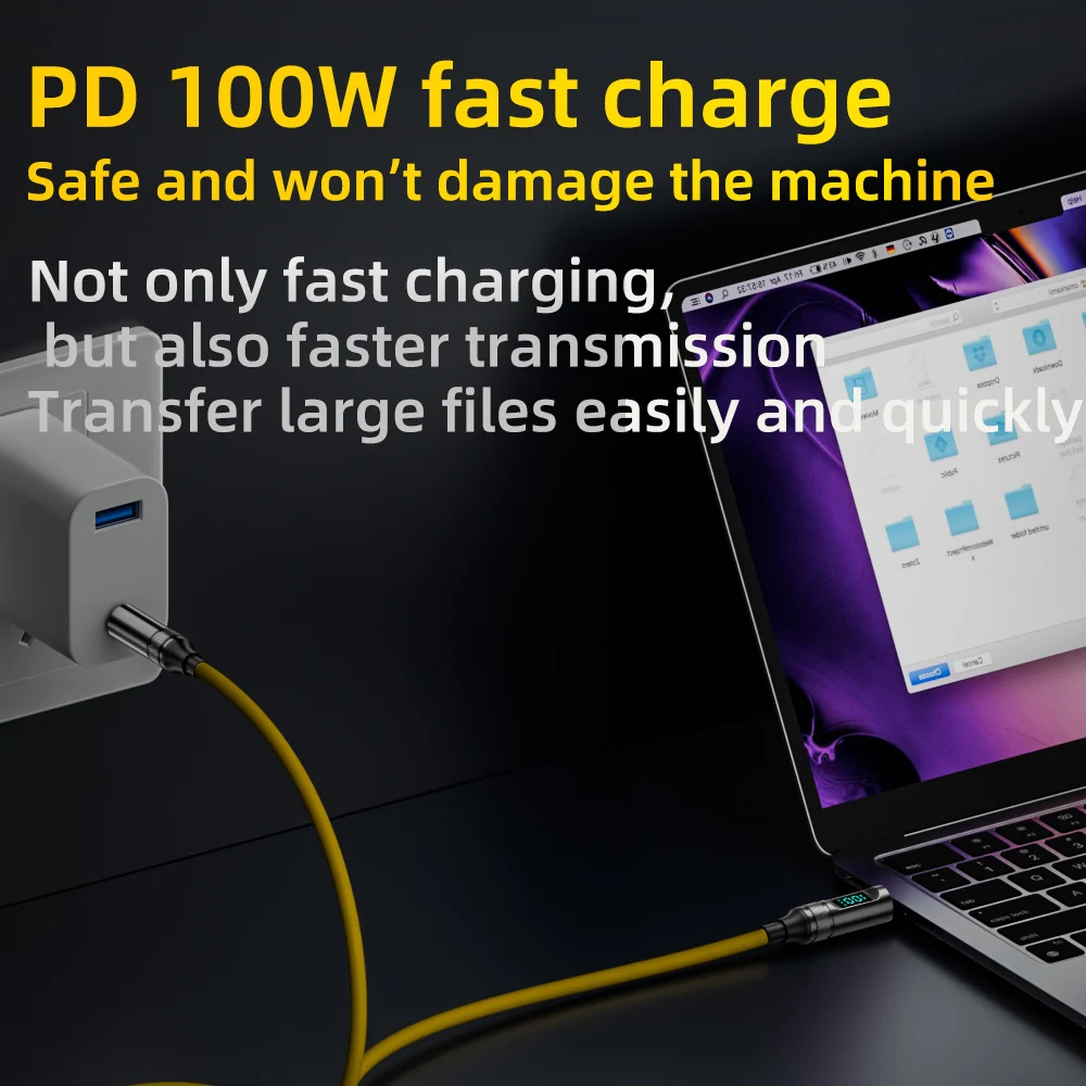 Светодиодный дисплей USB3.2 10 Гбит/с USB C к Type C ThunderBolt 3 Кабель 100 Вт 5A USB-C Шнур для iPhone 15 Pro MacBook Pro Samsung Xiaomi 2 м