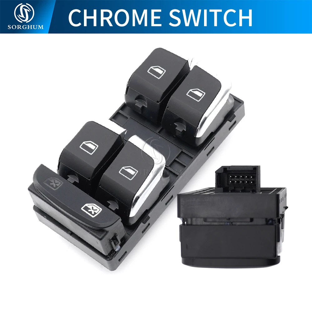 SORGHUM 8KD959851 8KD959855 Chrome Master Window Switch Sinle Button For AUDI A4 S4 B8 Allroad Q5 A5 2011 8KD959851A 8KD959855A