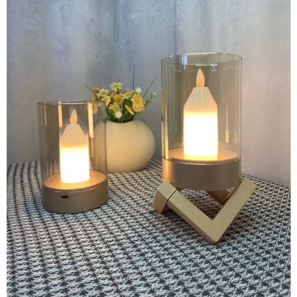 Rechargeable Sensor LED Candle Light Warm White Dimmable Night Light Manual Mood Sensor Swinging Flameless Wick Light Bedroom