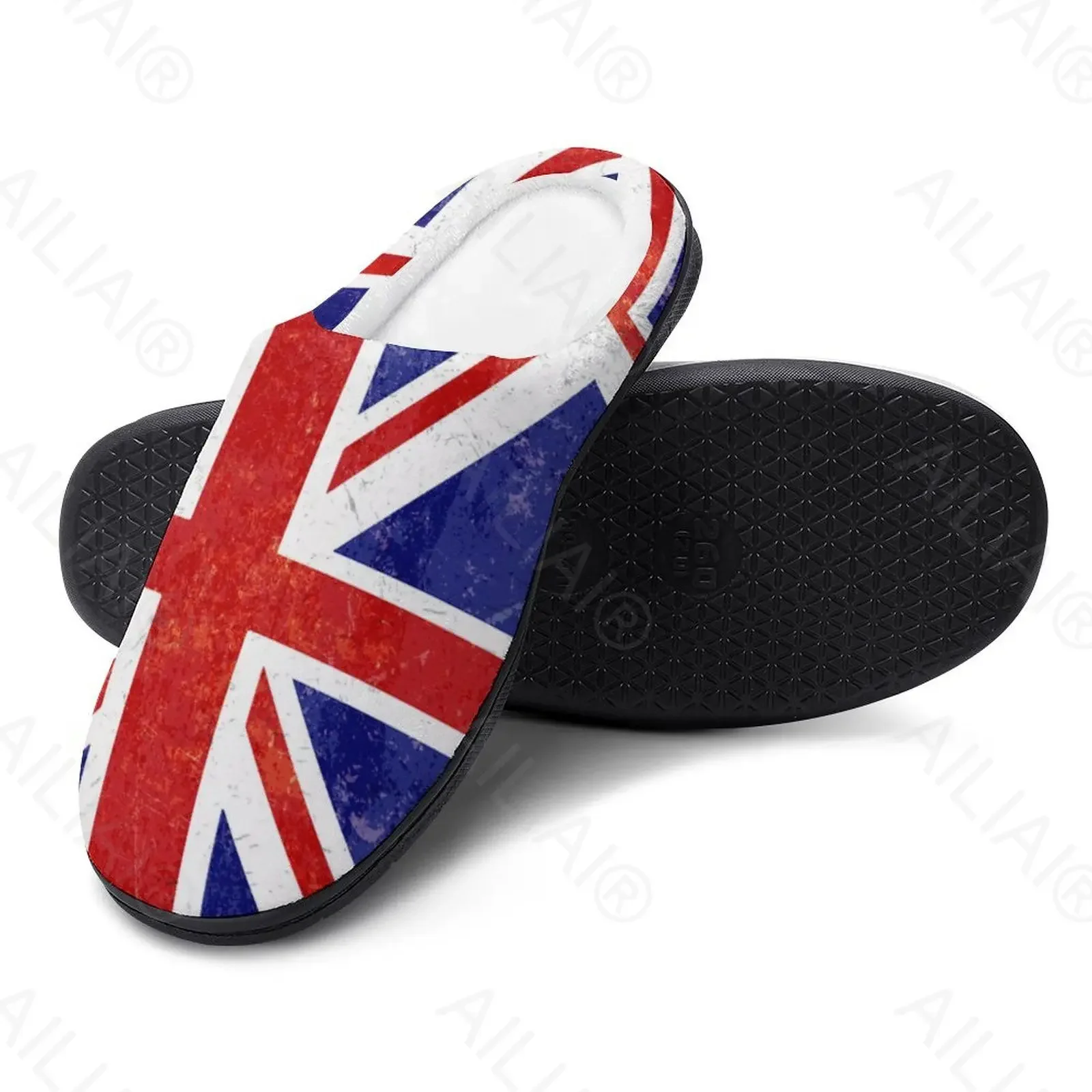 UK England Union Jack British Great Britain Flag 2 Sandals Plush  Casual Keep Warm Shoes Thermal  Mens Womens Slipper MustCott