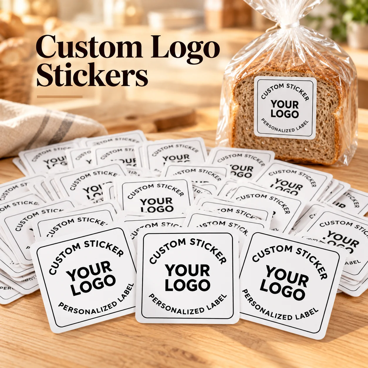 Personalized Custom Square Stickers, Sizes 3/4/5/6/7/ 8cm , Customize Brand Logos, Patterns, and Photos, Suitable for Gift Packaging, Event Promotions, Trade Show Advertising, Store Decorations, Office Brand Promotion,