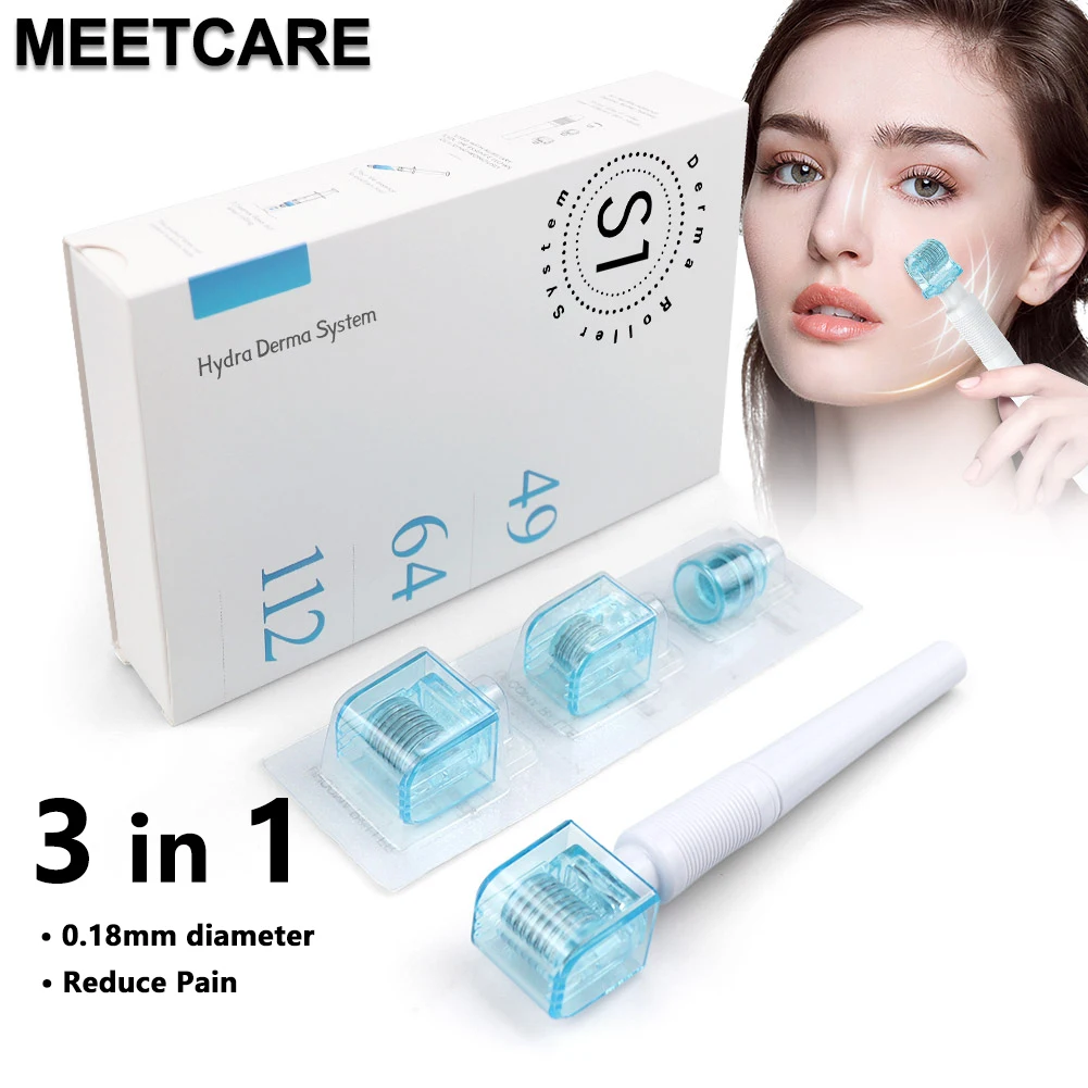 Derma Roller Stamp 3-in-1 Hydra Microneedling 49-Pin 64-Pin 112-Pin Dermaroller für Lippen-Boost, Gesicht, Kopfhaut, Bart, Schönheitspflege-Werkzeug – Detail 1