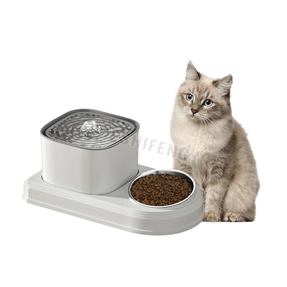 

Suitable for2 in 1 Pet Drinking Cat Feeder Automatic Water Dispenser Fountain with Filters and Food Bowl for Cats and Dogs