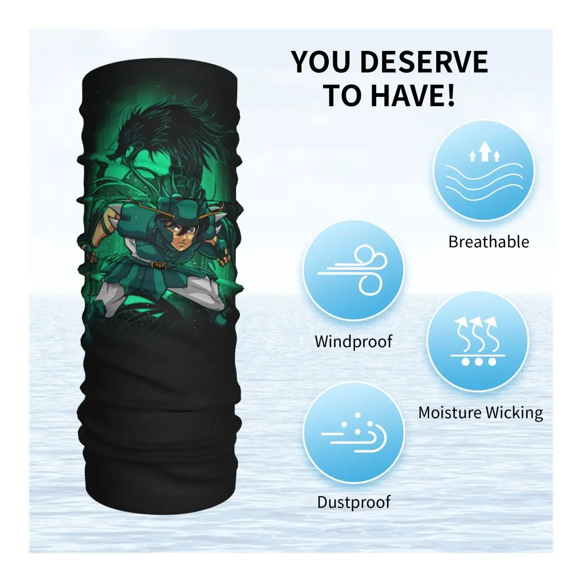 Personalizado shiryu do dragão pescoço gaiter masculino feminino à prova de vento inverno saint seiya cavaleiros do zodíaco bandana cachecol para ciclismo