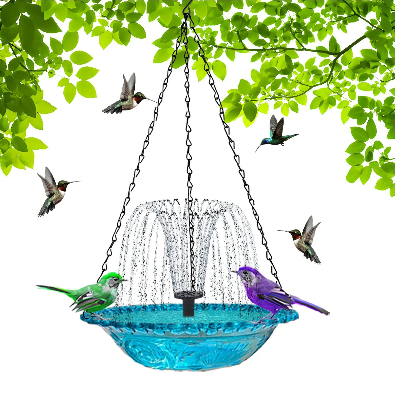 

Solar Bird Bath Fountains Solar Powered Hummingbird Bowl Bird Bath Bowl Feeder Garden Hanging Birdbath for Bird Bath