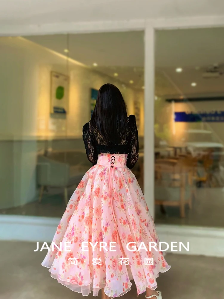 TIYIHAILEY-Langer Maxi-Mesh-Rock für Damen, vierlagige Röcke mit hoher Taille, Blumen-Ballkleid, Mode, rosa Damenröcke XS-XL