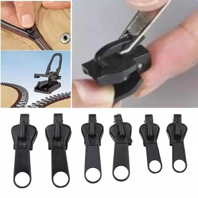 Zipper Repair Kit Universal Instant Fix Replacement Zip Slider Teeth Rescue New Design Zippers Sewing Clothes 3 Sizes 6pcs