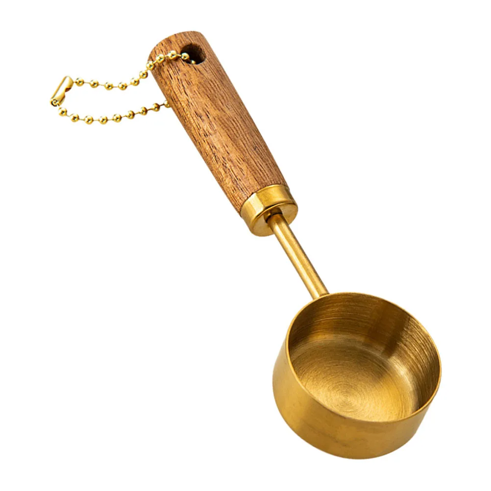 

Mini Measuring Cup with Wooden Handle Stainless Steel Coffee Scoop for Powdered Ingredients Kitchen Baking Tool Home Coffee