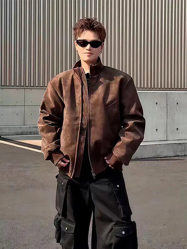 

Мужская осенне-зимняя куртка из хлопка с замшевым воротником в американском ретро-стиле, утепленная высококачественным бархатом из овечьей шерсти