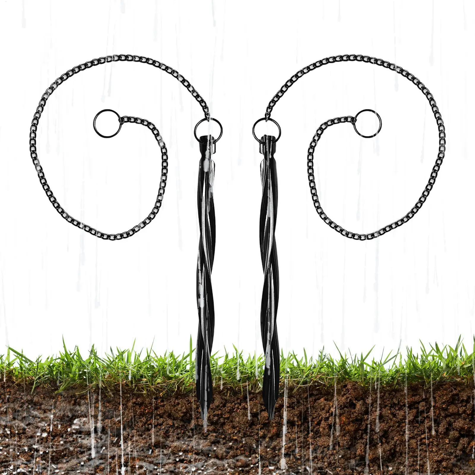 Chain Rain Gutter Stake Outside Downspout Accessories 2 Pieces Rain Chain Stake For Gutter Drainage System House Garden Shed