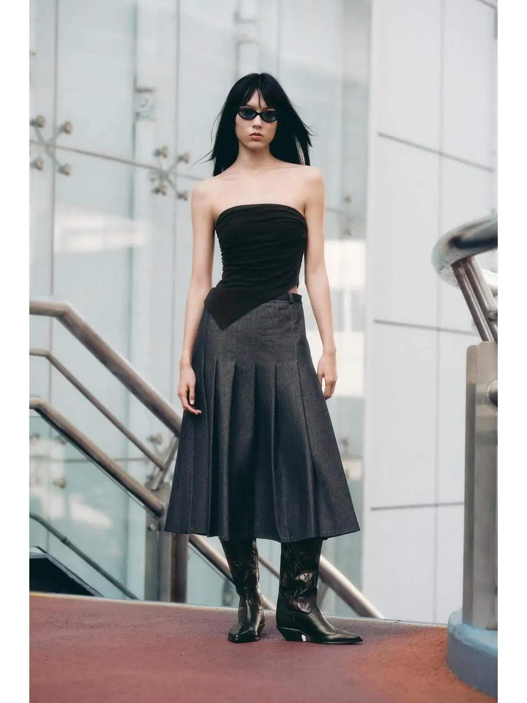 Mid-Length A-Line Denim Skirt with Belt High Waist Wrap Sle for plus Size Women  And Pear Body pe Suitable