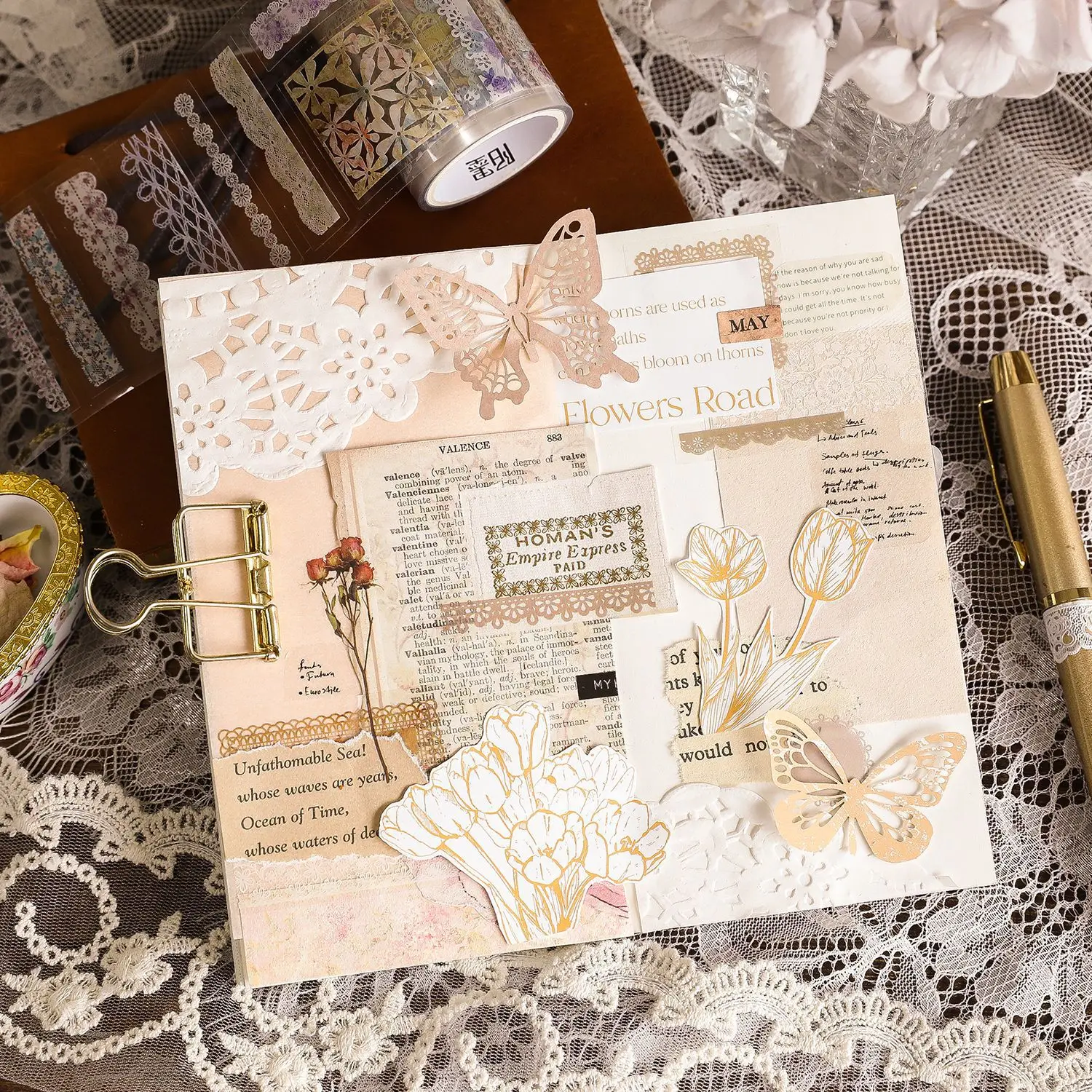 Momo Lace PET nastro fustellato Huayu Lace Series Salt materiali Collage decorativi fai da te nastro Washi