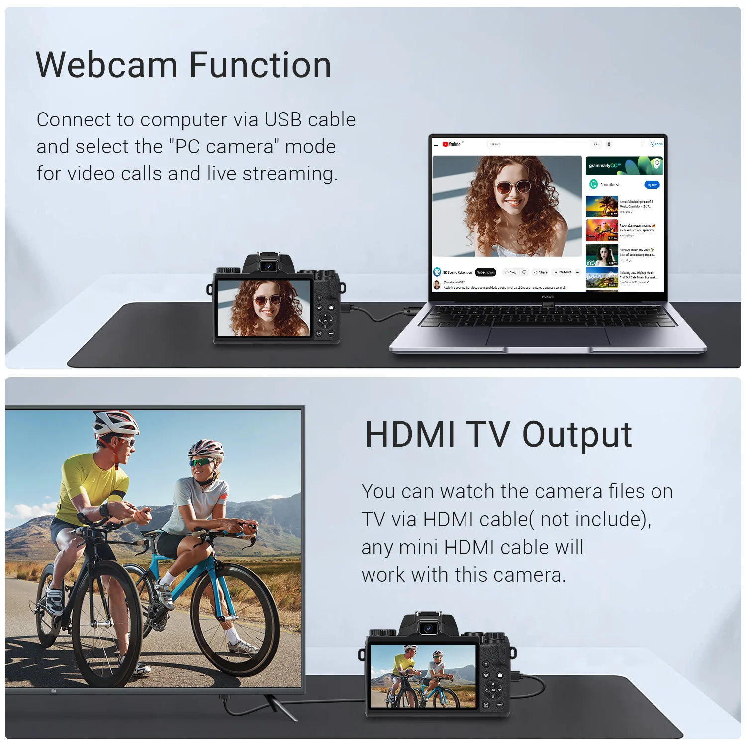 كاميرا رقمية 4K 64MP للتصوير الفوتوغرافي ومدونات الفيديو WiFi مع غطاء عدسة فلاش أمامي وخلفي كاميرا تعمل باللمس 4 بوصة