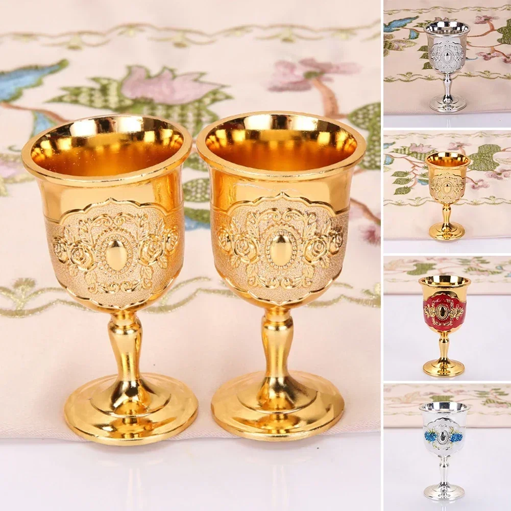 Retro Creative Small Beverage Wine Cup Golden Goblet Cup European Style Home Bar Propitiate Water Cup White Brass Copper