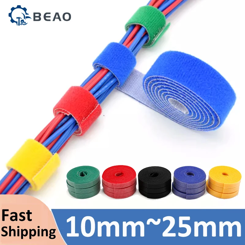 5M Self-adhesive Data cable Tie Belt wire storage tie Line management belt multi-color
