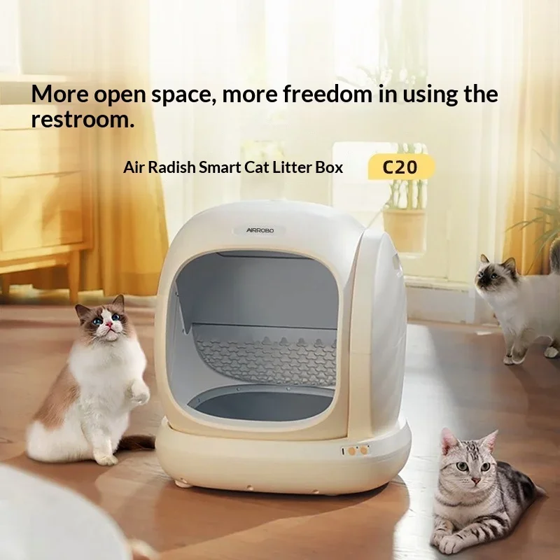

Top New Smart Open-Top Fully Automatic Cat Litter Box, Double Layer Odor Control Anti-Splash Kitty Toilet with APP Control