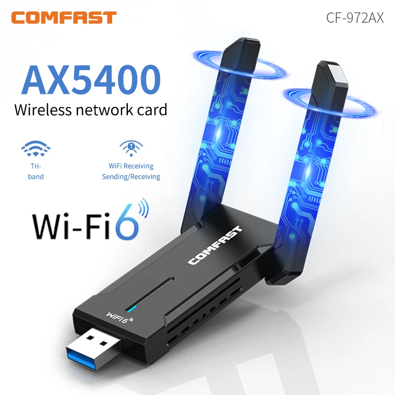 Comfast 100mbps wifi6 USB-Adapter Dualband 5400g/5g/6GHz Funke mp fänger USB 2,4 Dongle Netzwerk karte für Laptop PC Win 3,0